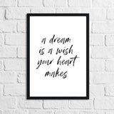 A Dream Is A Wish Black Children's Room Wall Decor Print