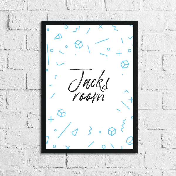 Personalised Blue Geometric Children's Room Wall Decor Print