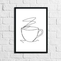 Coffee Cup Simple Line Work Kitchen Wall Decor Print