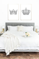 King & Queen Crown Couple Black Set Of 2 Bedroom Prints