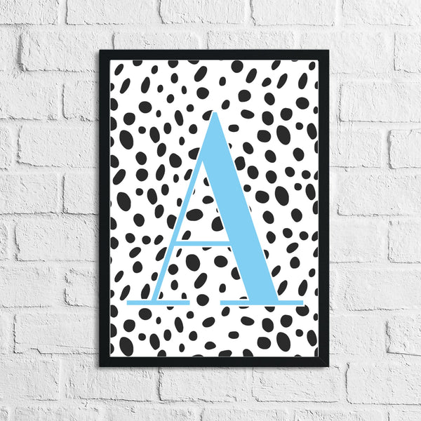 Personalised Dalmatian Blue Name Initial Children's Teenager Room Wall Decor Print