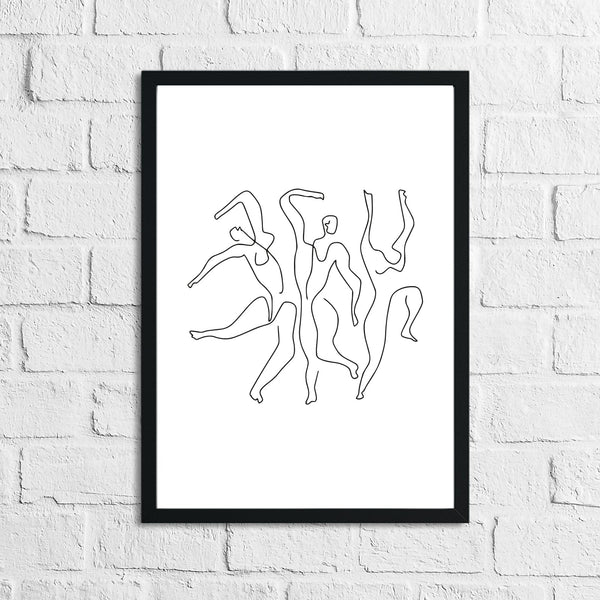 Dancing Bodies Fine Line Work Bedroom Home Bathroom Wall Decor Print