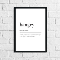 Hangry Definition Kitchen Simple Wall Decor Print