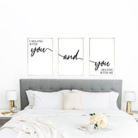 I belong With You & You Belong With Me Couple Black Set Of 3 Bedroom Prints