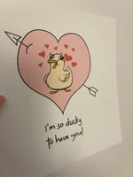 I'm So Ducky To Have You! Valentines Day Funny Humorous Hammered Card & Envelope