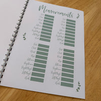 Binded Eucalyptus Leaf Weight Loss & Diet Tracker Journal A4 Diary - Up To 1 Year Measurements Goals Weigh Ins + Lots MORE!