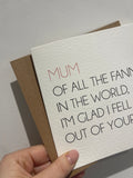 Mum Of All The Mothers Day Cute Funny Humorous Hammered Card & Envelope