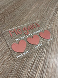 Personalised Name 10x15cm Magnetic Clear Acrylic Heart Whiteboard Weight Loss Journey Sign Plaque & Drywipe Pen