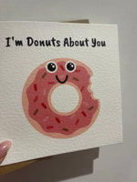 I'm Donuts About You Valentines Day Funny Humorous Hammered Card & Envelope