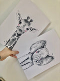 Giraffe Nursery Children's Room Wall Decor Print - Giraffe Only