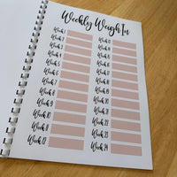 Binded Rose Gold Pink Pretty Weight Loss & Diet Tracker Journal A4 Diary - Up To 1 Year Measurements Goals Weigh Ins + Lots MORE!