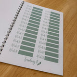 Binded Eucalyptus Leaf Weight Loss & Diet Tracker Journal A4 Diary - Up To 1 Year Measurements Goals Weigh Ins + Lots MORE!