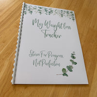 Binded Eucalyptus Leaf Weight Loss & Diet Tracker Journal A4 Diary - Up To 1 Year Measurements Goals Weigh Ins + Lots MORE!