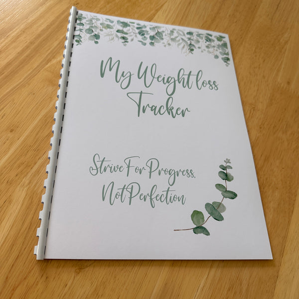 Binded Eucalyptus Leaf Weight Loss & Diet Tracker Journal A4 Diary - Up To 1 Year Measurements Goals Weigh Ins + Lots MORE!