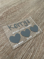 Personalised Name 10x15cm Magnetic Clear Acrylic Heart Whiteboard Weight Loss Journey Sign Plaque & Drywipe Pen