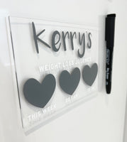 Personalised Name 10x15cm Magnetic Clear Acrylic Heart Whiteboard Weight Loss Journey Sign Plaque & Drywipe Pen