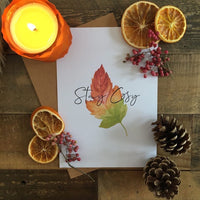 Stay Cosy Leaf Autumn Seasonal Wall Home Decor Print