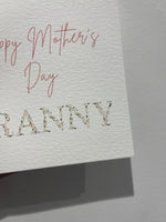 Happy Mothers Day Granny Pink Floral Letters Mothers Day Cute Funny Humorous Hammered Card & Envelope