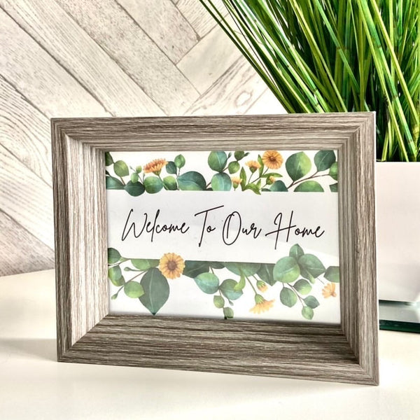 Welcome To Our Home Green Eucalyptus Spring Floral Landscaped Wall Decor Print