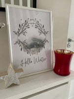 Hello Winter Colour Christmas Seasonal Wall Home Decor Print