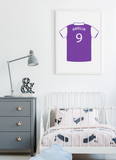 Personalised Football Rugby Team Shirt Child Name Age Wall Art Home Decor Print