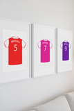 Personalised Football Rugby Team Shirt Child Name Age Wall Art Home Decor Print