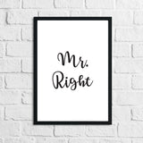 Mr Right Mrs Always Right Bedroom Simple Decor Set Of 2 Prints